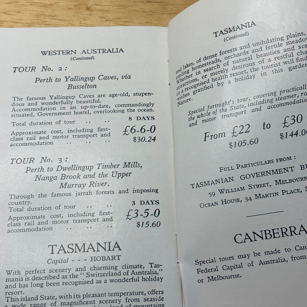 1928 Australian Railway Commission "Australia Calls You" Pamphlet/Tours w Prices - Picture 3 of 4